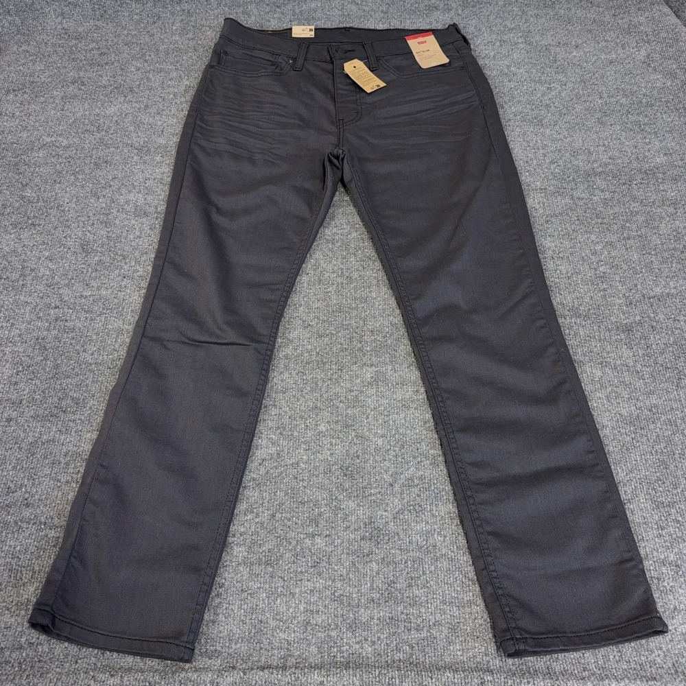 Levis 511 Slim Jeans Men 34x30 Dark Gray Stretch Denim Dark Wash Garment Dyed